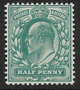 M1 (2) ½d Blue Green DLR Ordinary Paper (Edward VII Stamps) Unmounted Mint