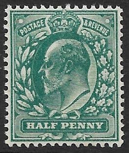 M1 (3) ½d Deep Blue Green DLR Ordinary Paper (Edward VII Stamps) Unmounted Mint