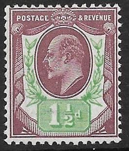 M10 (2) 1½d Reddish Purple & Yellow Green Somerset House  (Edward VII Stamps ) Unmounted Mint