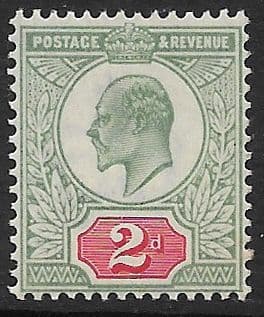 M11 (3) 2d Pale Greyish Green & Scarlet Vermilion DLR Ordinary Paper (Edward VII ) Unmounted Mint