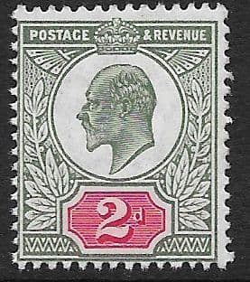 M12 (2) 2d Dull Blue Green & Carmine DLR Chalk Surfaced Paper (Edward VII Stamps ) Unmounted Mint