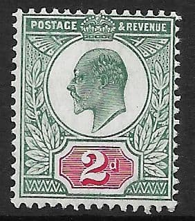 M12 (4) 2d Grey Green & Scarlet DLR Chalk Surfaced Paper (Edward VII Stamps ) Unmounted Mint