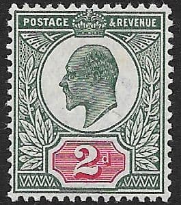 M13 (2) 2d Dull Blue Green & Carmine Somerset House (Edward VII Stamps ) Unmounted Mint