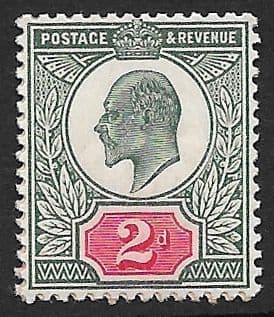 M13 (3) 2d Deep Dull Green & Bright Carmine Somerset House (Edward VII Stamps ) Unmounted Mint
