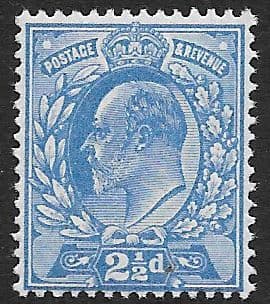 M17 (2) 2½d Bright Blue Harrison Perf 14 (Edward VII Stamps ) Unmounted Mint