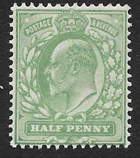 M2 (1) ½d Pale Yellowish Green DLR Ordinary Paper (Edward VII Stamps) Unmounted Mint