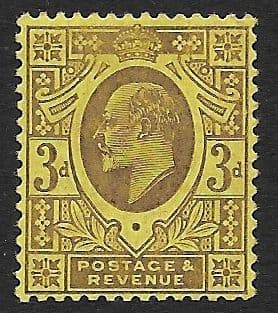 M20 (1) 3d Pale Reddish Purple / Orange-Yellow DLR Chalk Surfaced Paper (Edward VII) Unmounted Mint