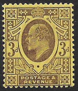 M20 (2) 3d Dull Purple / Orange-Yellow DLR Chalk Surfaced Paper (Edward VII) Unmounted Mint