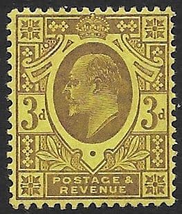 M20 (4) 3d Pale Purple / Lemon DLR Chalk Surfaced Paper (Edward VII) Unmounted Mint