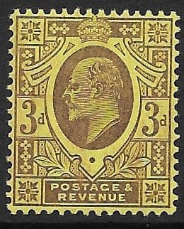 M20 (5) 3d Purple / Lemon DLR Chalk Surfaced Paper (Edward VII) Unmounted Mint