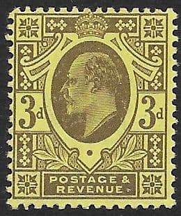 M21 (2) 3d Greyish Purple / Lemon Harrison Perf 14 (Edward VII Stamps) Unmounted Mint