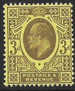 M22 (4) 3d Greyish Purple / Lemon Harrison Perf 15 (Edward VII Stamps) Unmounted Mint
