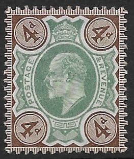 M23 (2) 4d Green & Brown DLR Ordinary Paper (Edward VII Stamps ) Unmounted Mint