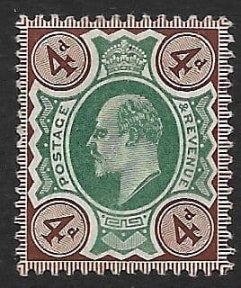 M24 (2) 4d Deep Green & Chocolate Brown DLR Chalk Surfaced Paper (Edward VII Stamps ) Unmounted Mint