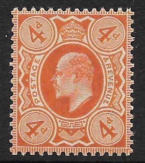 M25 (1) 4d Brown-Orange DLR Ordinary Paper (Edward VII Stamps ) Unmounted Mint