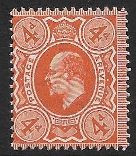 M26 (2) 4d Deep Bright Orange Harrison Perf 14 (Edward VII Stamps ) Unmounted Mint