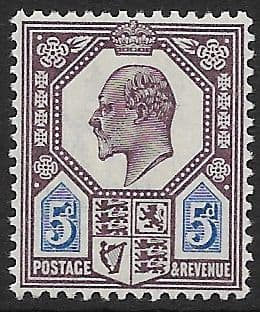 M28 (2) 5d Slate Purple & Ultramarine DLR Ordinary Paper (Edward VII Stamps ) Unmounted Mint