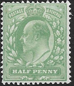 M3 (5) ½d Pale Bluish Green Harrison Perf 14 (Edward VII Stamps ) Unmounted Mint