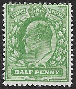 M3 (7) ½d Deep Bright Green Harrison Perf 14 (Edward VII Stamps ) Unmounted Mint