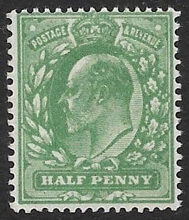 M4 (3) ½d Deep Dull Green  (Very Blotchy Print) Harrison Perf 15 (Edward VII Stamps ) Unmounted Mint