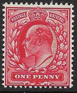 M5 (3) 1d Deep Bright Scarlet DLR Ordinary Paper (Edward VII Stamps ) Unmounted Mint