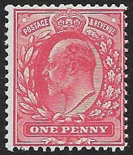 M6 (7) 1d Aniline Rose Harrison Perf 14 (Edward VII Stamps ) Unmounted Mint