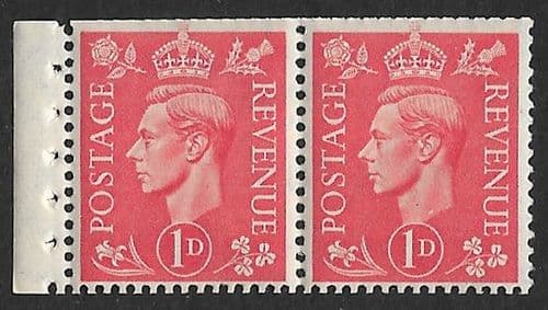 QB14 SG486e 1d Pale Scarlet George VI Stamp Booklet Pane Perf E Unmounted Mint (Stock P0028)