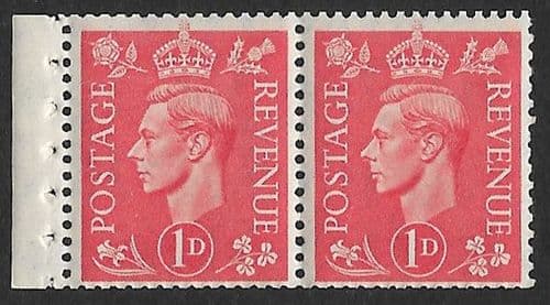 QB14 SG486e 1d Pale Scarlet George VI Stamp Booklet Pane Perf E Unmounted Mint (Stock P0029)