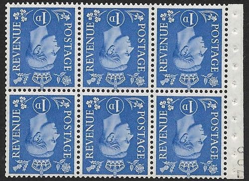 QB15a SG504fw 1d Pale Ultramrine George VI Stamp Booklet Pane Perf I Unmounted Mint (Stock P0036)