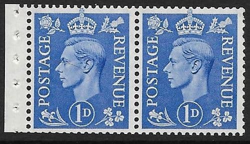 QB17  SG504h 1d Pale Ultramrine George VI Stamp Booklet Pane Perf E Unmounted Mint (Stock P0038)