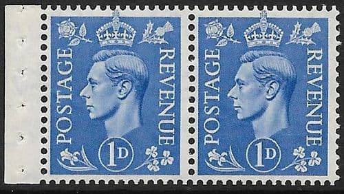 QB17  SG504h 1d Pale Ultramrine George VI Stamp Booklet Pane Perf I Unmounted Mint (Stock P0039)