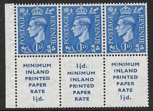 QB18 SG504d 1d Light Ultramarine George VI Stamp Booklet Pane Perf I Unmounted Mint (Stock P0064)