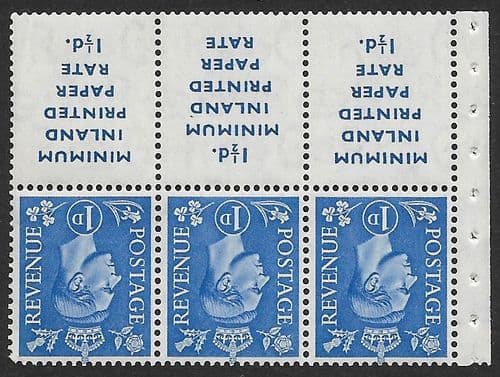 QB18a SG504dw 1d Light Ultramarine George VI Stamp Booklet Pane Perf Ie Unmounted Mint (Stock P0002)