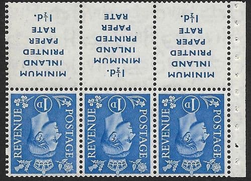QB18a SG504dw 1d Light Ultramarine George VI Stamp Booklet Pane Perf Ie Unmounted Mint (Stock P0041)