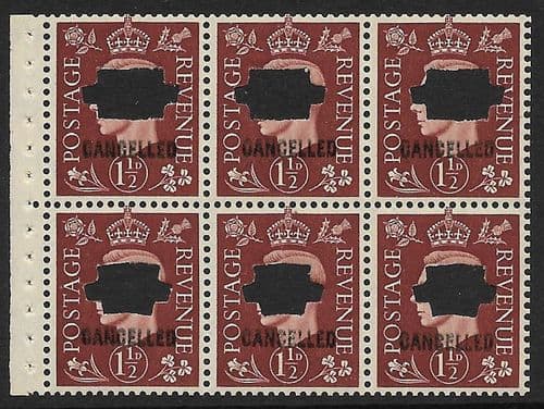 QB21s SG464b(var) 1½d Red-Brown George VI Stamp Booklet Pane Perf E Unmounted Mint (Stock P0033)