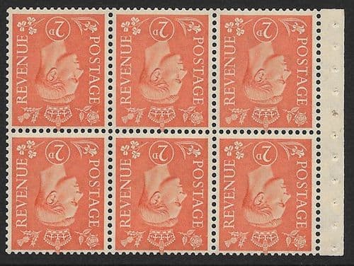 QB30a SG488ew 2d Pale Orange George VI Stamp Booklet Pane Perf I MOUNTED Mint (Stock P0059)
