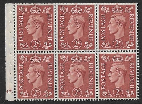 QB31 SG506d 2d Pale Red-Brown Cylinder H47 Dot Stamp Booklet Pane Perf Ie Unmounted Mint(StockP0005)