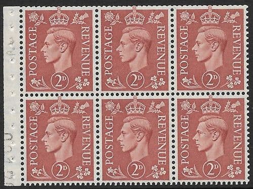 QB31 SG506d 2d Pale Red-Brown  Stamp Booklet Pane Perf I Unmounted Mint(StockP0067)