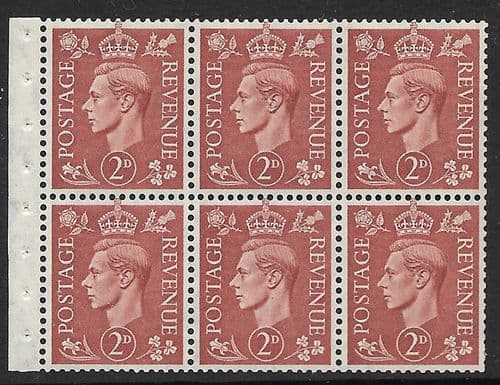 QB31 SG506d 2d Pale Red-Brown  Stamp Booklet Pane Perf I Unmounted Mint(StockP0073)
