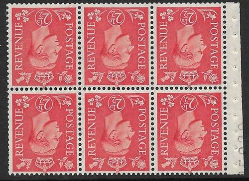 QB34a SG507cw 2½d Pale Scarlet George VI Stamp Booklet Pane Perf I Unmounted Mint (Stock P0074)