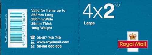 RA2a 10 Self Adhesive Stamp Booklet 4x 2nd Class Large Stamps Code MFIL ...