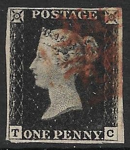SG1 1840 Penny Black Plate 1a T-C 4 Margin