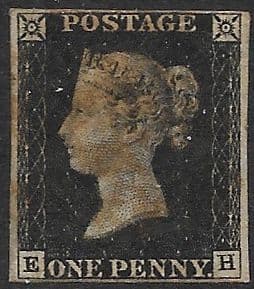 SG1 1840 Penny Black Plate 2 E-H 4 Margin