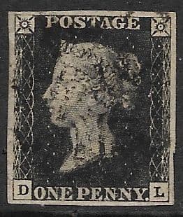 SG1 1840 Penny Black Plate 6 D-L 4 Margin