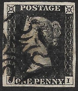 SG1 1840 Penny Black Unplated O?-I 4 Margin
