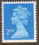 SG1445 2nd Class Bright Blue NVI Machin Stamp Imperf at Bottom Centre Band Harrison