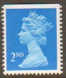 SG1445 2nd Class Bright Blue NVI Machin Stamp Imperf at Top Centre Band Harrison