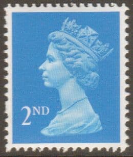 SG1451 2nd Class Bright Blue NVI Machin Stamp Centre Band Questa