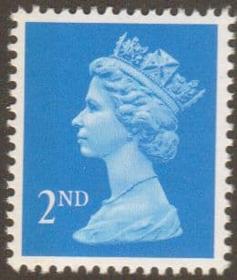 SG1451aEb 2nd Class Bright Blue NVI Machin Stamp Left Band Questa
