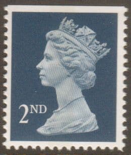 SG1515 2nd Class Deep Blue NVI Machin Stamp Centre Band Imperf Top Walsall